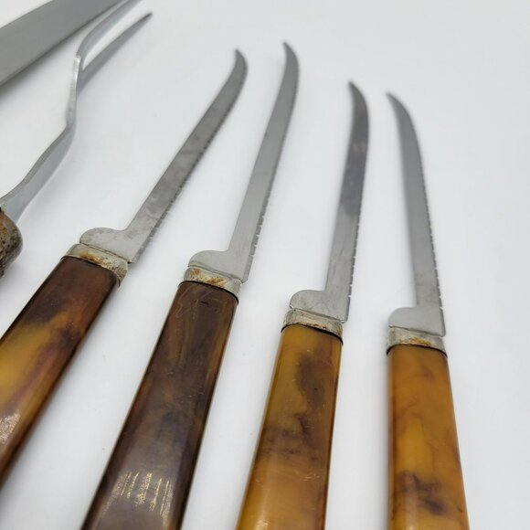 Bakelite Handle Knives Sharpener Fork 8 Pcs Misc. Stainless Blades - Picture 7 of 16